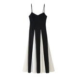 Summer Style Stitched Skirt Pendulum Halter Dress-Outfit