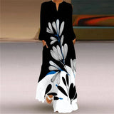 V-neck Long Sleeve Ankle-Length Vintage