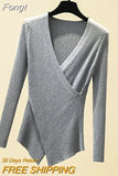 Sexy V-Neck Long Sleeve Pullover Knitted Sweater Women 2023 Winter Sweaters Knitwear Korean Woman Clothes