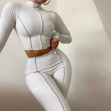 Fongt 2025 Spring Women's New Fashion Set Reverse Design High Waist Solid Color Two Sets