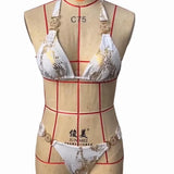Fongt New Snake Perms Gold Bikini Crystal Diamond Metal Accessories Split Girls Holiday