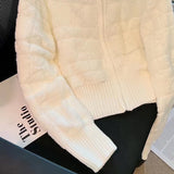 Version Autumn Winter New Small Fragrant Wind Diamond Case Zipper Sweater Coat Female Soft Waxy Sweet Knit Cardigan Female-Outfit