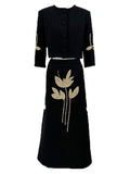 Fongt Banquet Two Sets 2025 Autumn New Flower Nail Bead Jacket + High Waist Half-Dress Suit Woman