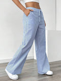 Fongt New Striped Trousers Casual Street Fashion Loose Broad-Legged Women