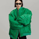 Women's Street Fashion Baseball Uniform Loose Jacket Cotton Jacket Women's Coat A19518-Outfit