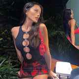 Women Fashion Hollow Out Sleeveless Bodycon Bodysuits Sexy Buttons Slim Playsuits 2021 Summer Autumn Y2K Clothes