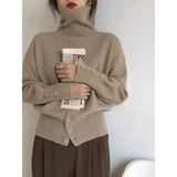 Fongt Version Of Chic Buckled Soft Glutinous Turtleneck Sweater In Early Spring To Keep Warm Autumn And Winter Bottom Repair Knitted