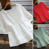 Summer Solid Color Cotton Linen Half