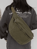 Vintage Wash Capacity Crossbody Bag-Outfit