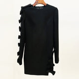Fongt Early Autumn New Star Fashion Personality Asymmetric Hollow Bow Dress