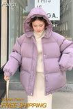 2023 Women Short Jacket Winter Thick Hooded Cotton Padded Coats Female Korean Loose Puffer Parkas Ladies Oversize