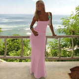 Contrast Spaghetti Strap Bodycon Maxi Dress-Outfit