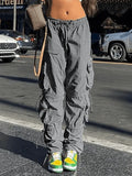 Pocket Patched Drawstring Cargo Pants-Outfit