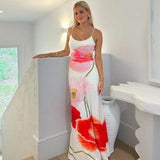 Spring Women's New Halter Back Floral Print Sexy Dress Dress-Outfit