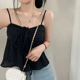 Fongt Fairy Atmosphere Sense Fold With Solid Color Small Condole Shirt 2023 New Lazy Short Back Vest Tide-Outfit