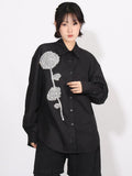 Fashion Casual Loose Thin Top Woman 2025 New Collar Heavy Industry Design Stitched Diamond Women's