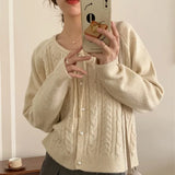 Wind Milk Fufu Soft Waxy Strap Sweater Coat Cardigan Female Autumn And Winter Twist Unique Top Versatile Knit-Outfit