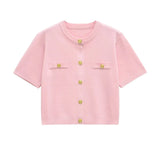Fongt Homemade New Women's Classic Short Sleeve Knitted Blouse Flat-Pin Miniskirt 623609