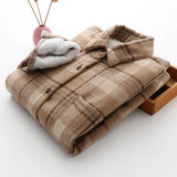 Warm Woolen Coat With Thick Plaid Shirt-Outfit