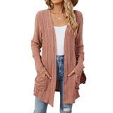 New Pit Long Sleeve Pocket Casual Solid Color Cardigan Coat-Outfit