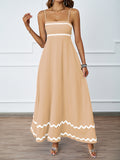 Fongt Summer Solid Color Lace Splicing Elegant Slings Bras Oversized Dress Dress Woman