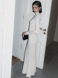 Fongt High-Collar Dress Knitted One-Step Skirt Solid-Colored Bottom Dress 2024 Autumn And Winter Sweater