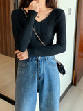 Basic B-neck Solid Autumn Winter Pullover Women Female Knitted Ribbed Sweater Slim Long Sleeve Badycon High Quality Sweater-Outfit