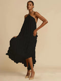 Halter Neck Ruched Midi Dress-Outfit