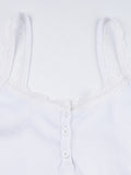 Trim Ribbed Crop Cami Top with Button