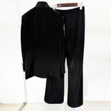 Fongt Star Fashion Heavy Industry Diamond Nail Collar Blazer Blazer Trouser Suit Set