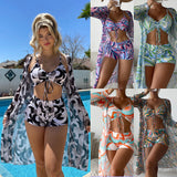 2025 New Women's Three-Piece Bikini Mesh Hooded Jersey With Fashion Anti-Smni