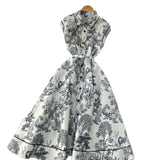 Fongt New Women's High-End Elegant Dress Women's Collar Sleeveless Single Buckle Ink Painting Long Dress