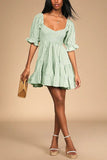 Gingham Babydoll Dress 703-1-Outfit