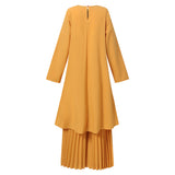 ZANZEA Women Muslim Sets Islamic Clothing Plain Suits Morocco Turkish Pleated Full Sleeve Tops Wide Legs Long Pants