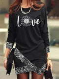 Women Print Slim Mini Dress Casual Spring Summer Round Neck Irregular Dress Elegant Lady Long Sleeve Party Vestidos