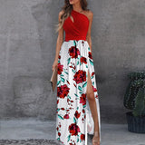 Fongt Women's Wear 2024 Diagonal Shoulder Dress Temperament Sleeveless Sexy High Waist Open Slit Autumn Winter