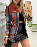 Fongt Spring And Autumn New Black Coat Long Sleeve Button Color Printing Clip Commuter Temperament Advanced Sensing Suit Woman