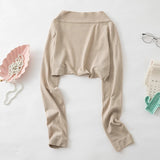 women's knitted cardigan knit long sleeve thin shawl solid super cropped cardigans femme-Outfit