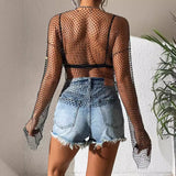 Fongt Summer Grid Flash Drill Women's T-Shirt