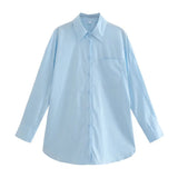 Trendy Women's Shirt Spring New Candy Pocket Long-Sleeved Button Cardigan Lapel Blouse-Outfit