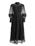 French Classical Style 2025 New Temperament Design Embroidered Laces To Show Thin Solid Color Dress