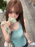 New Mesh Patchwork Tank Top Summer Sleeveless Tops Mujer Y2k E-Girl Slim Fit Diamond White Vest for Women-Outfit