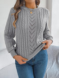 Shooting Autumn And Winter Casual Pure Color Hollow Lantern Sleeve Sweater Women's