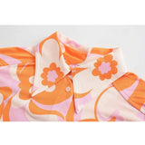 New Spring Summer Women Retro Printing Simple Style Long Sleeve Shirt And High Waist Casual Pants Chic Tops