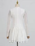 Fongt Fresh Dress Women's New Spring 2025 Fashion Sweet Style Pure Color Knitted Long-Sleeved