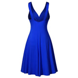 Fongt Suspension V-Neck Commuting Mid-Rise Mid-Rise Dress Solid-Colored