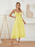 Ruched Tie-Up Strappy Maxi Dress-Outfit