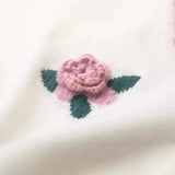 Retro Style Three-Dimensional Rose Flower Sweater Short-Sleeved Girl Spring And Summer New T-Shirt Pullover Blouse Girl-Outfit
