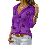 Long Sleeve Solid V-Neck Chiffon