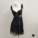 Fongt Private Room Pyjamas Female Lace Tethers Thin Transparent Beauty Fairy Seduction Pajamas Leaves Edge